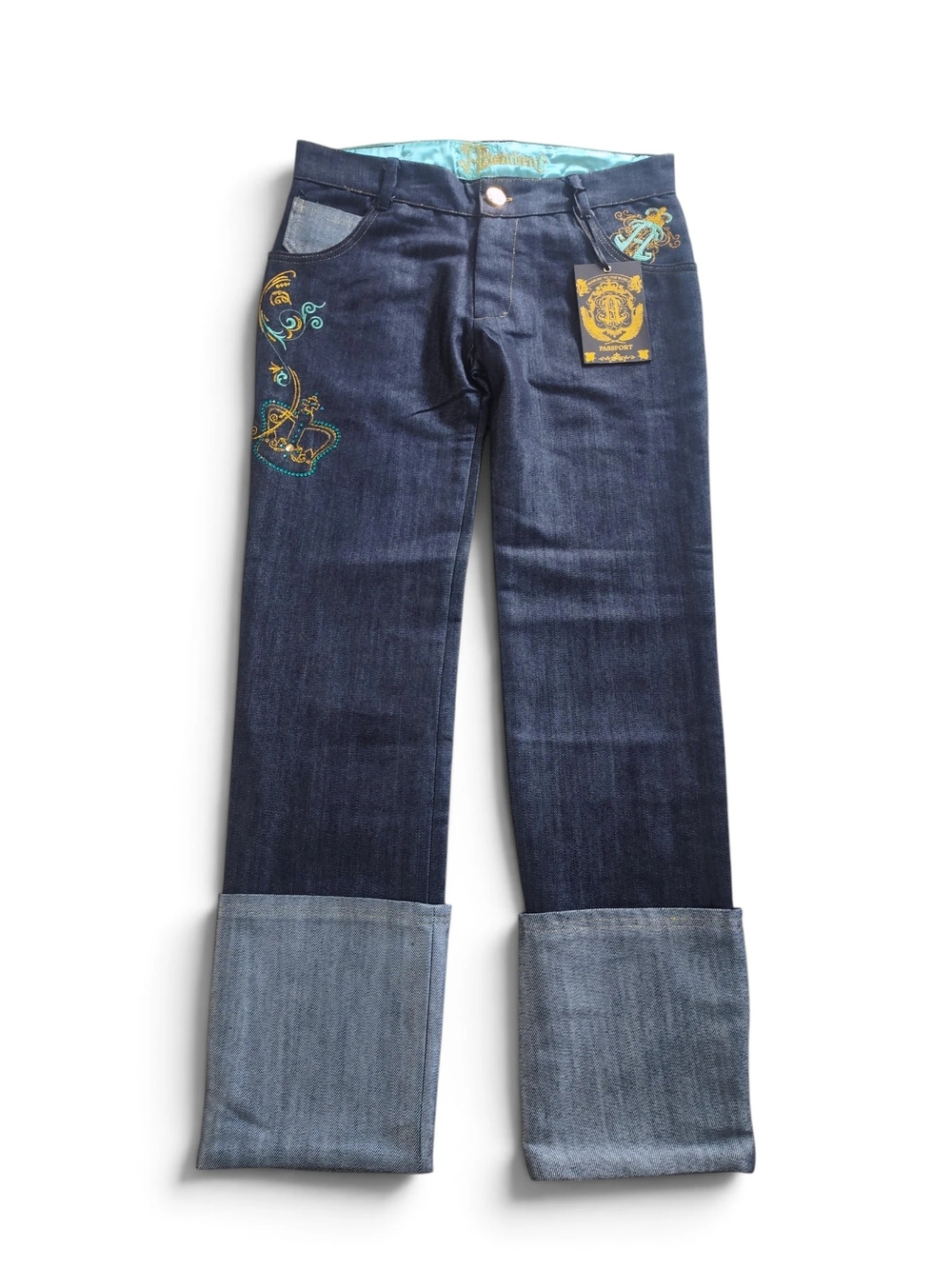 🆕️ Aristabrat Passport Indigo Blue Denim Wide Cuff Jeans Juniors Size 12
